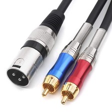 DISINO Dual RCA to XLR Male Y Splitter Patch Cable, Unbalanced 2 RCA/Phono Pl...