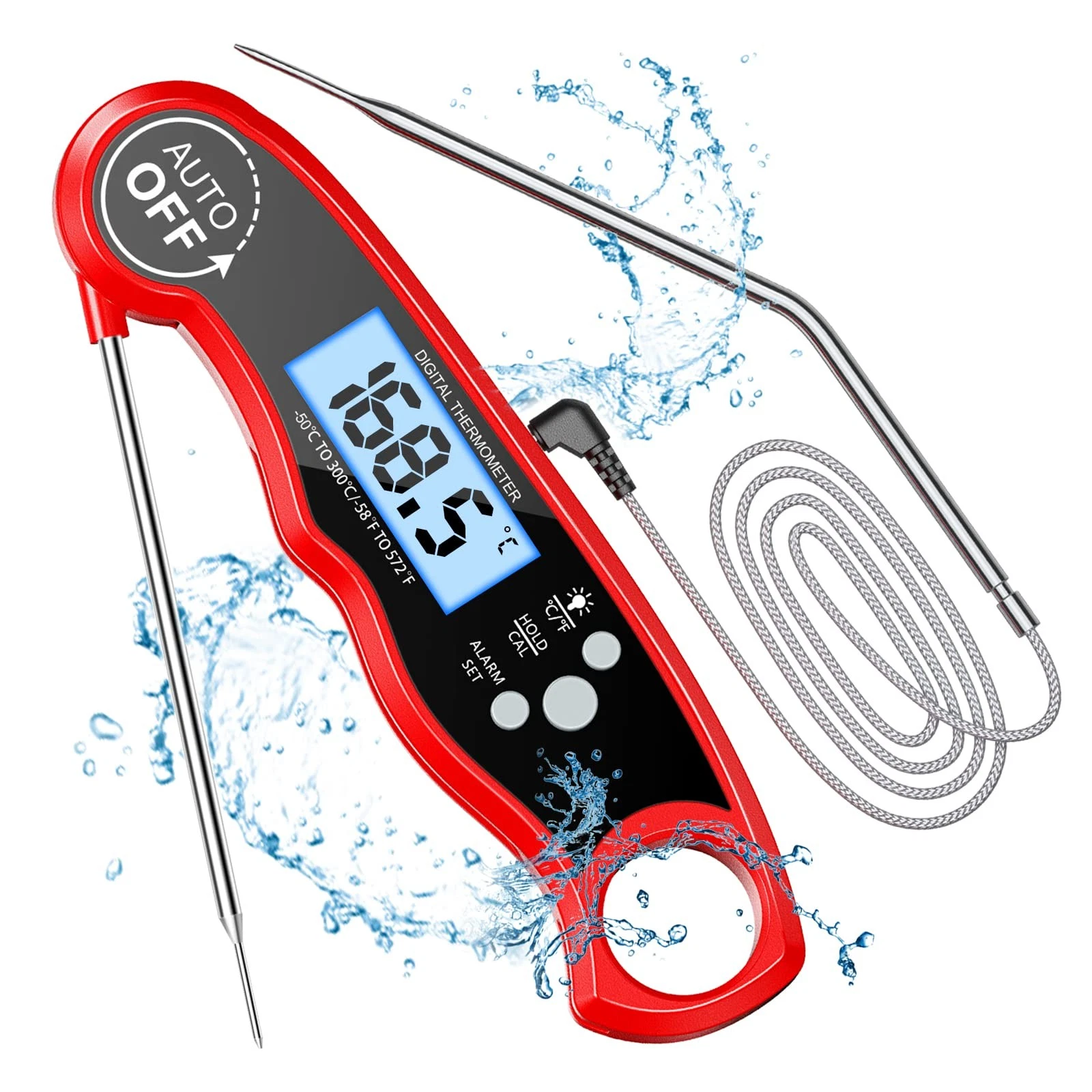 CIRYCASE Meat Thermometers, Fast & Precise Read Food One Size, Red