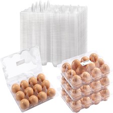 100 Pack 3X4 Plastic Egg Cartons Cheap Bulk 12 Count Clear Reusable Sturdy Eggs