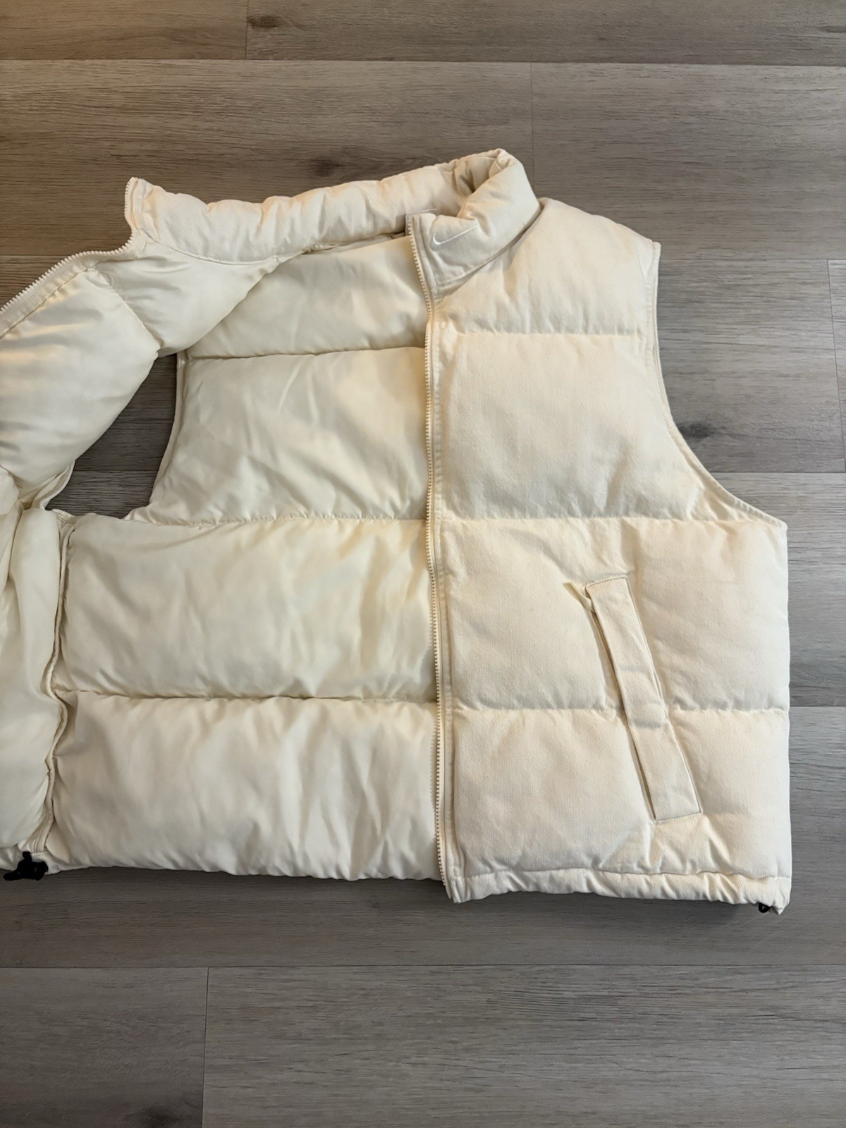 Supreme Nike Denim Puffer Vest SS24 Natural Size Large Work Jacket Varsity image 5
