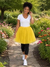 Women's Yellow Tutu Skirt 3-Layer Tulle Ballet Skirt for Halloween Costume, Pr