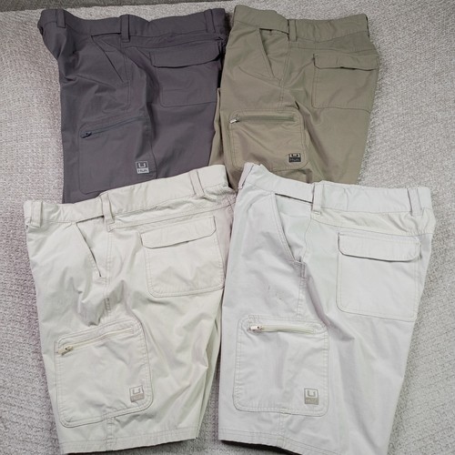 Huk Fishing Mens Cargo Shorts Beige Grey Khaki Outdoor  Fishing XL Lot of 4