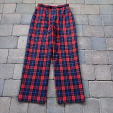 Vintage 80s Pendleton 100 Pure Virgin Wool Plaid Pants Red Black Retro Size 28