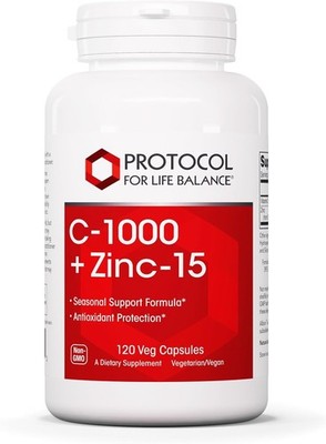 PROTOCOL FOR LIFE BALANCE C-1000 + Zinc-15 - Vitamin C & Zinc Bisglycinate - Imm