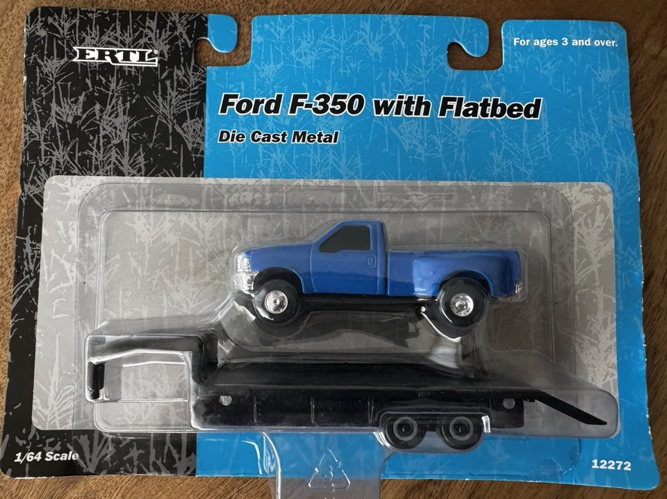 1:64 Ertl Farm Country Blue Ford F-350 4x4 Dually Pickup & Flatbed 5th Wheel NIP - Image 2 of 4