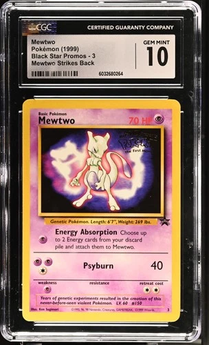 Pokémon 1999 Mewtwo Mewtwo Strikes Back Black Star Promos #3 CGC 10
