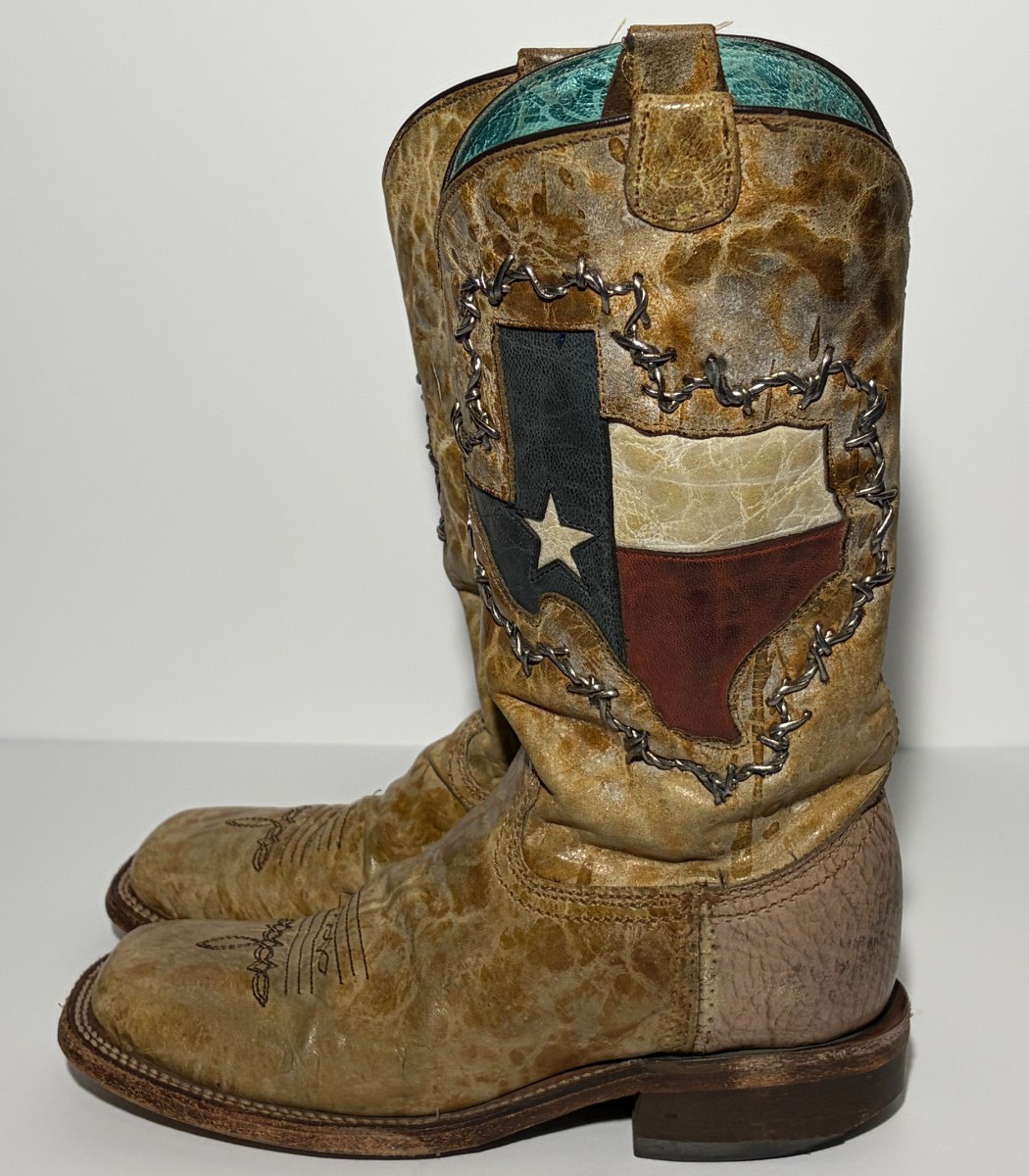 Corral Handcrafted Leather Work Square Boot Texas… - image 5