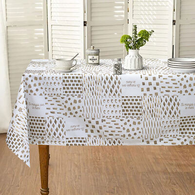 Waterproof Stainproof Tablecloth Table Cover x18 Geometric Print 140x360 6932