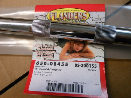 Flanders Chrome 26" Broomstick Straight Drag 1" Handlebars DS-300155 650-08455 - Picture 2 of 8