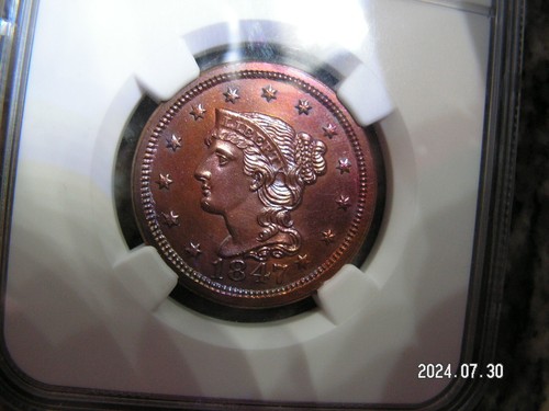 1847 Large Cent NGC MS Spectacular Color With Fantastic Eye Appeal - Picture 6 of 13