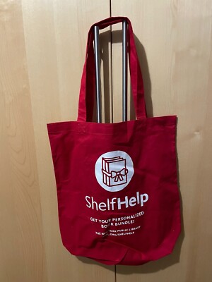 NYPL bag New York Public Library Cotton Shelf Help books Tote Red White  Handle