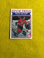 1982-83 o-pee-chee NHL HOCKEY CARD 180 , KEITH ACTON IN ACTION , CANADIENS