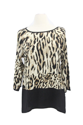 Chico's Animal Print Tunic Top NEW Women Casual Shirt sleeves sz 0 Small