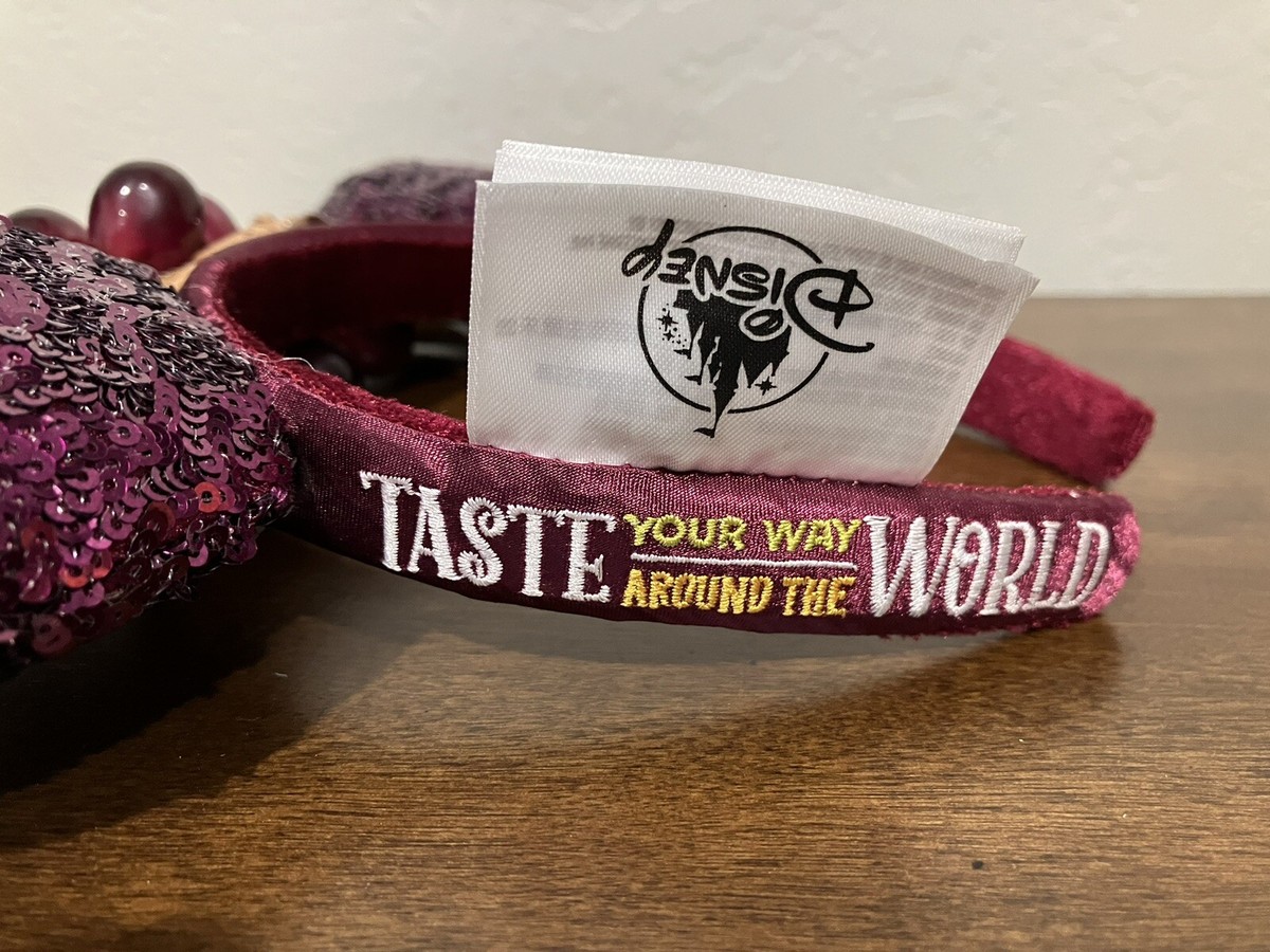 Disney Parks Minnie Mouse Sequined Ear Headband Epcot Wine 2020 VHTF RARE Disney Parks Epcot Wine Minnie Mouse Sequins Ear Headband  main image 3