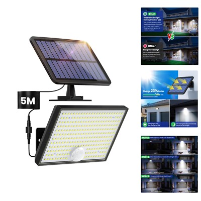 Solar Lights for Outdoor Use with Motion Sensor, 266 LED 3 Modes Solar Spotli...