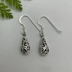 Sterling Silver Filigree Teardrop Earrings Double Sided