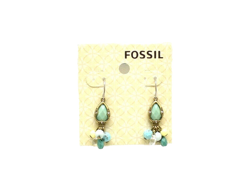 Fossil Set Stone Drop Earrings Goldtone Multi Blue New! NWT - Image 2 of 2