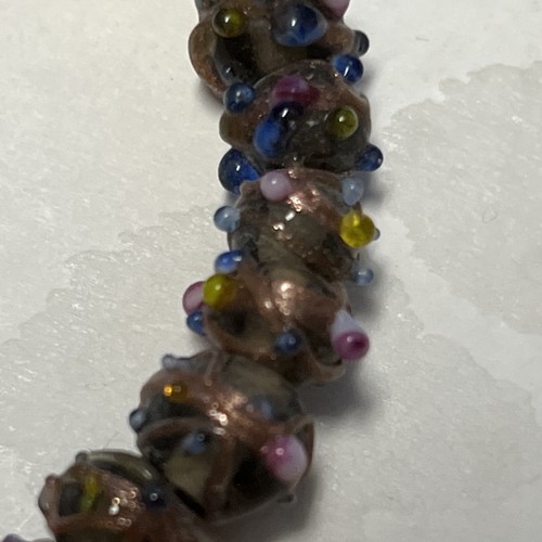 FANCY GLASS BEADS 8mm With Gold Foil Rondel 74 Total Hand Made Beads - Picture 6 of 15