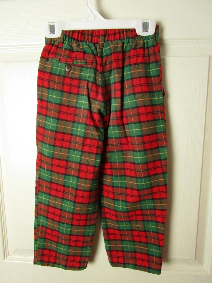 复古 Kitestrings 男孩尺寸 4 红色、绿色、黑色法兰绒裤子圣诞假期 — 第 4/4 张图片