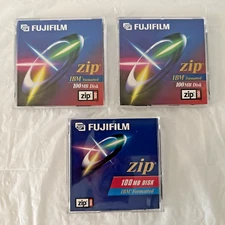 Fuji FUJIFILM zip Disk IBM Formatted - 100MB - Lot of 3 Discs With Cases