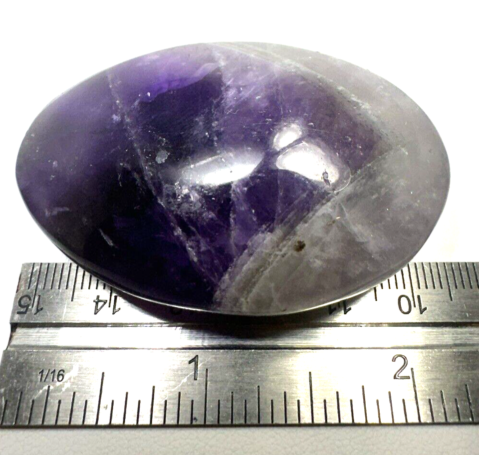 Natural Polished CHEVRON AMETHYST Palm Worry Stone Rock Crystal Healing
