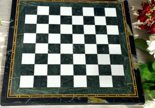 24" Green Marble Chess Table Top Hand Craved Modern Luxury Home Interior Decor - Picture 3 of 8