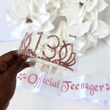 Birthday Girl Sash Tiara Crown Set Happy Birthday Party Decoration Supplies Gift