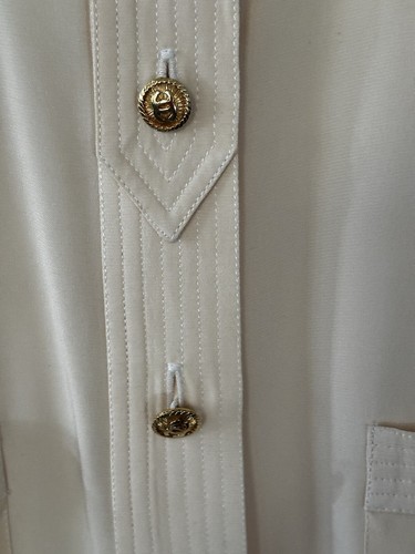Vintage Chanel Boutique Blouse Top Women’s 38 Cream Gold Buttons Silk 80’s - Picture 3 of 7