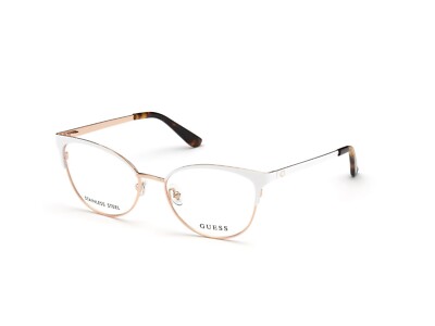GUESS GU2796 White 021 Metal Optical Cat Eye Eyeglasses Frame 52-17-140 GU 2796