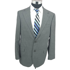 Land's End Blazer Mens 40 R Gray Wool Sports Coat Jacket 2 Buttons Vent