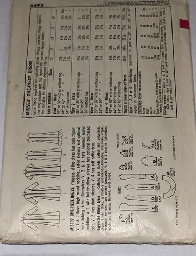 Simplicity 6492 Prinzessin genähtes A-Linien-Kleid Vintage Schnittmuster 34 Größe 14 gebraucht, in einwandfreiem Zustand - Bild 4 von 9