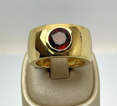 -30% NEW MODERN SOLITAIRE BAND RING with approx 2.38ct. Garnet, 18ct. YELLOW GOLD, No.56