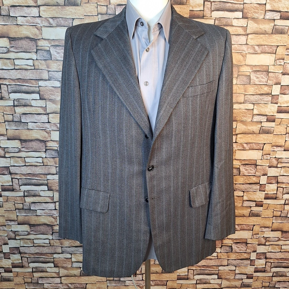 Vintage Sears Sport Coat Mens 42L Gray Multicolor Stripe 1970s 3 Roll - Image 2 of 4
