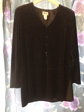 Black Velvet Glitter Gothic Cardigan Size L Exc Po By Jbs Ltd Vintage 80s