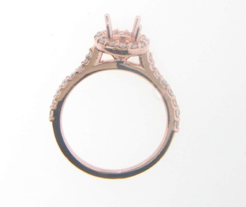 14k Rose Gold Semi Mount Diamond Halo Ring Setting 0.50 Cts. Round shape Cut - Picture 2 of 2