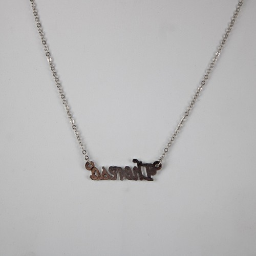 THERESA NEW Name Silvertone Rhinestone 14.5" w 4.5" Multi Ring Extender Necklace - Picture 7 of 12