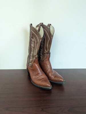 Fort Walker American Exotic Lizard Boots 8D Made In USA 6016 Used Rodeo Cowboy 