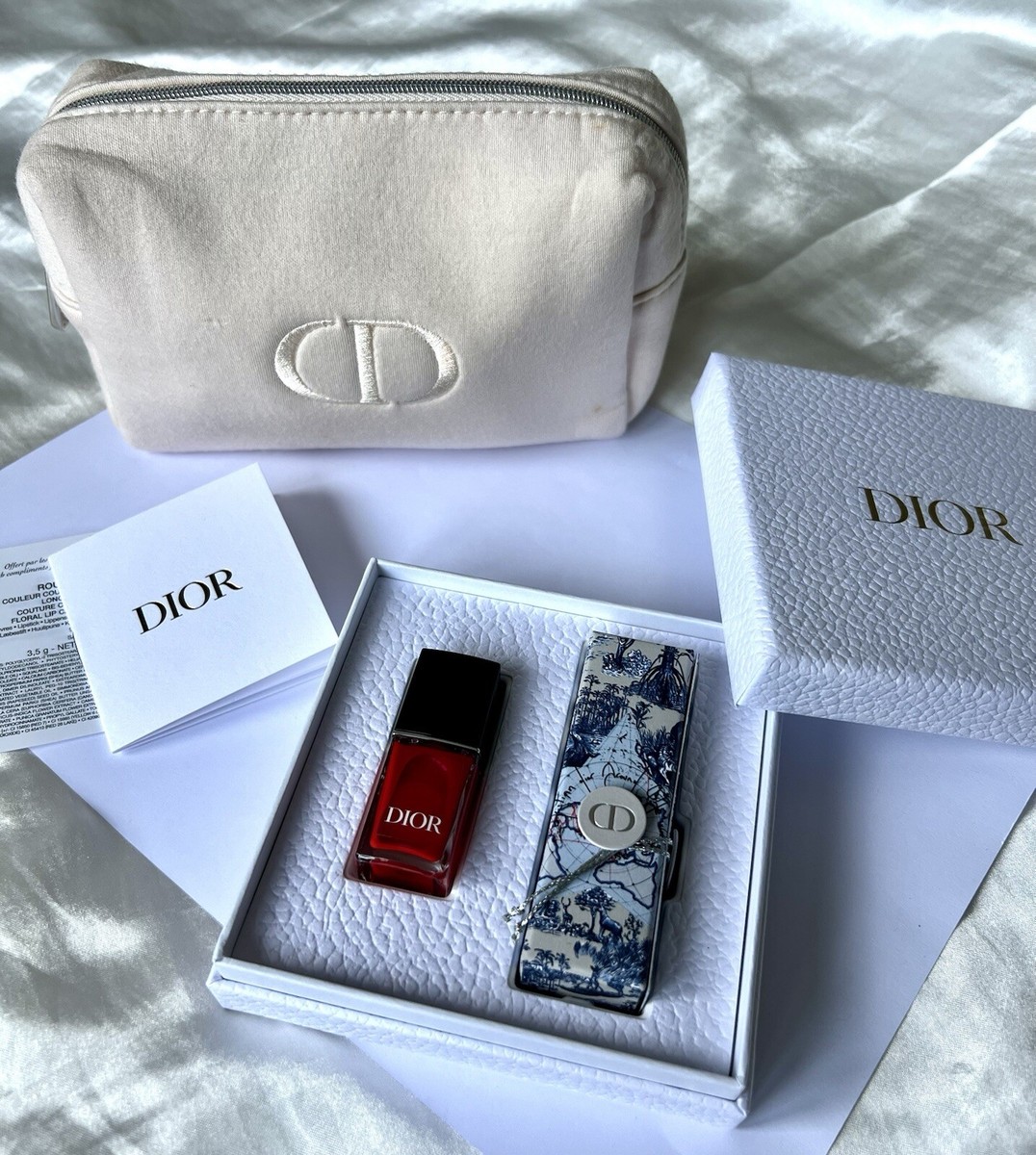 Dior Rouge 999 Satin Lipstick Vernis 999 Nail Care Gif Set