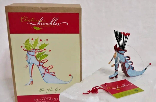 Scarpa blu Christmas Krinkles Gal Dept 56 Patience Brewster Design con SCATOLA - Foto 14 di 14