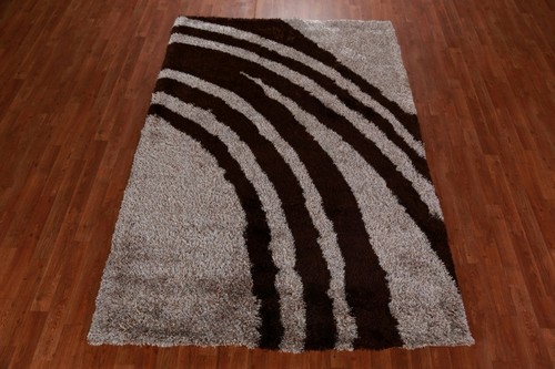 Abstract Indian Hand-tufted Rug 5x8 ft Modern Shaggy Carpet - Picture 3 of 17