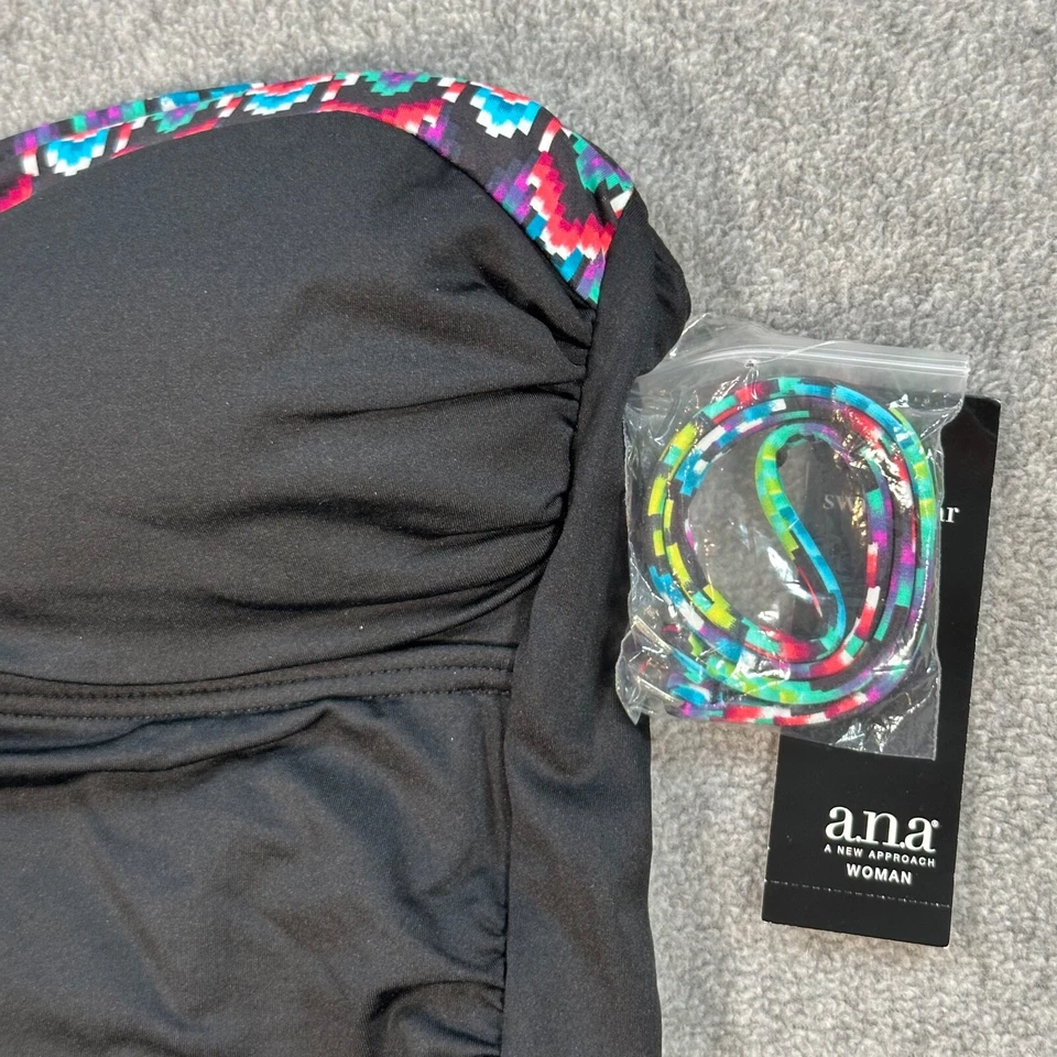 A.N.A. Tankini Top de Natación Para Mujer 8 Negro Multicolor Correas Extraíbles Acolchado Nuevo Foto 3 de 4