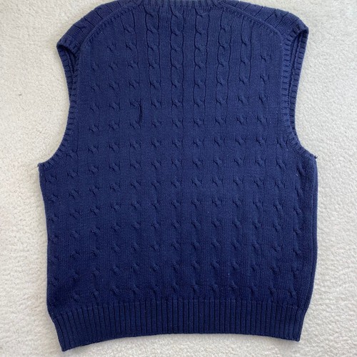 Polo Ralph Lauren Sweater Vest Boys 2XL Navy Blue Pima Cotton Red Pony Preppy - Picture 8 of 9