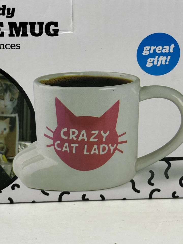 Taza de café Crazy Cat Lady Bigmouth Inc. 16 oz cerámica blanca/rosa plumín gatos gatitos Foto 2 de 4