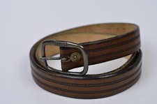 VTG 70s Levis USA Made Harness Leather Rope Texture Inlay Skinny Brown Belt 30