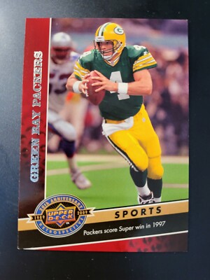 rare brett favre cards Brett Favre Game Worn Patch Card 40/100 Green Bay Packers main image 0
