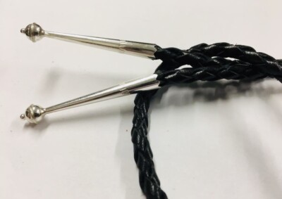 New 36'' Genuine Leather Bolo Cord & Sterling Silver Tip For Native American Bolo