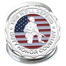 US Army Veteran Metal Crafts Military Silver Challenge Coin Soldier Medal