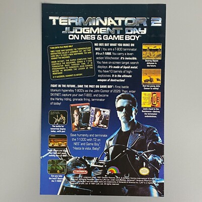 Terminator 2 T2 Urteilstag NES Nintendo Game Boy 1992 Vintage Retro Werbung