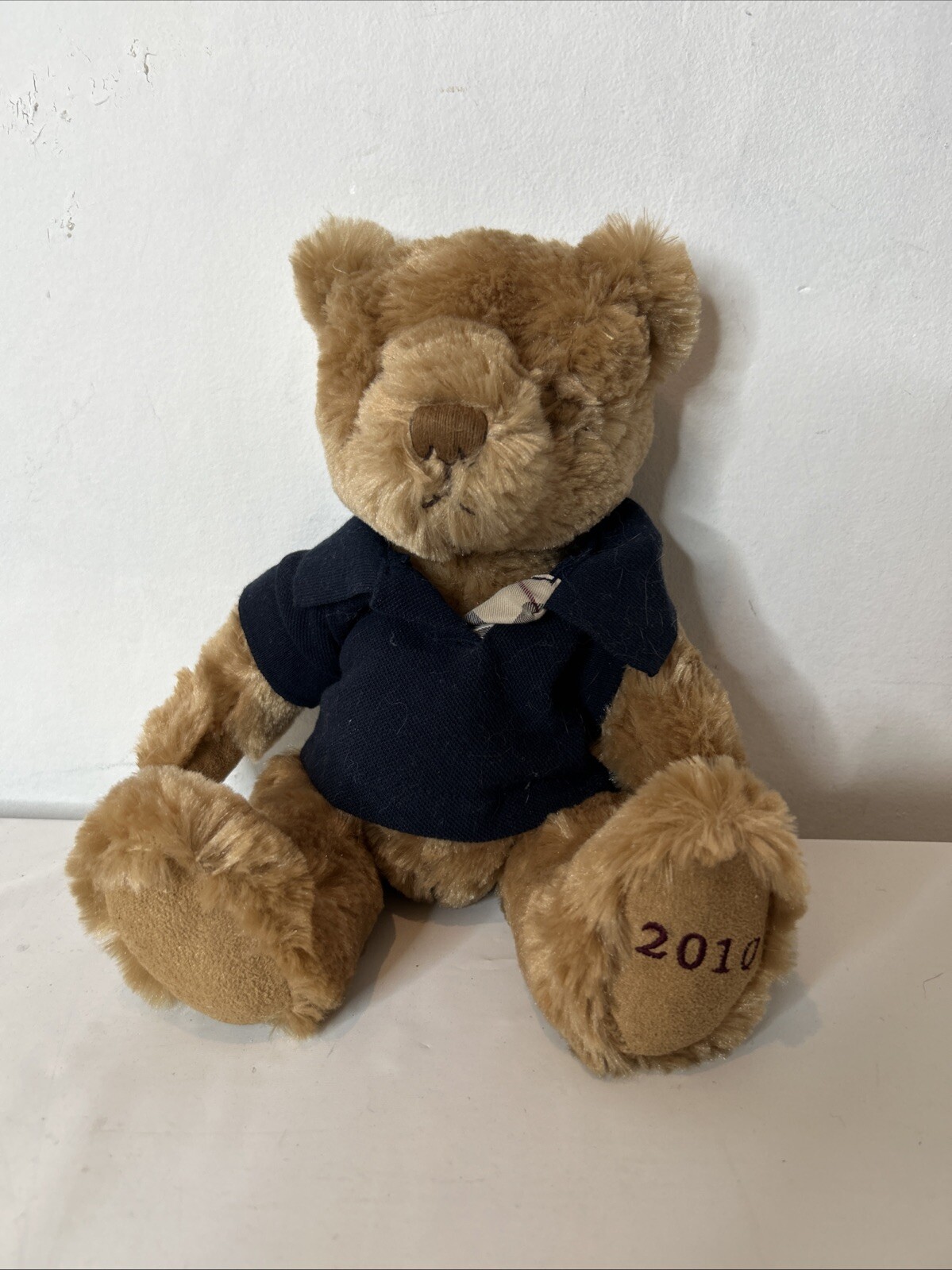 Burberry Fragrance Plush Teddy Bear with Shirt 2010 Tan Tartan Blue Polo 12”