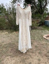 Modest Bohemian Short Sleeves V neckline, A Line, Lace Wedding Dress